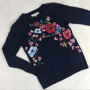 Ann Taylor Loft Floral Embroidered Sweater M
